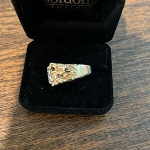 Men's solid 14K Yellow Gold Nugget Diamond Ring, .50cttw, Size 10, 13.8g